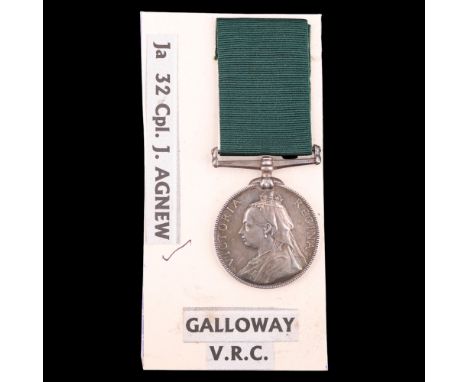 A Victorian Volunteer Long Service medal to 32 Cpl J Agnew, Galloway V R C