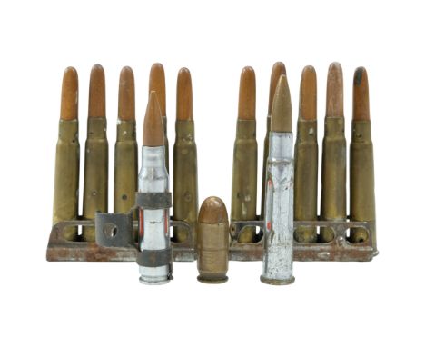 Two clips of Great War British .303 drill rounds etc