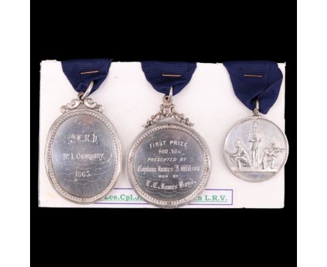Three Victorian silver military prize shooting medals to L/Cpl James Boyd, 5th L R V 