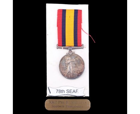 A Queen's South Africa medal to 3012 Pte K MacLean, Seaforth Highlanders 