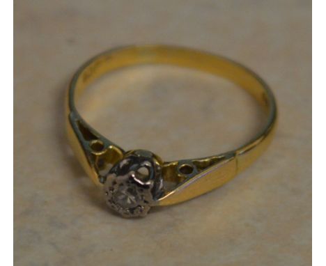 18ct gold diamond ring, total approx weight 1.48g, Ring Size H