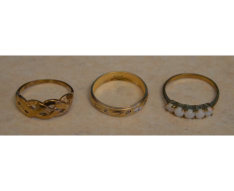 2 9ct gold rings and a 10k gold ring, total approx weight 3.54g