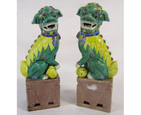 Pair of ceramic Chinese foo dogs H 31 cm