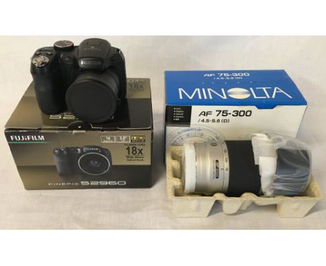 Boxed Fuji Film S2960 digital camera &amp; a boxed Minolta AF zoom lens