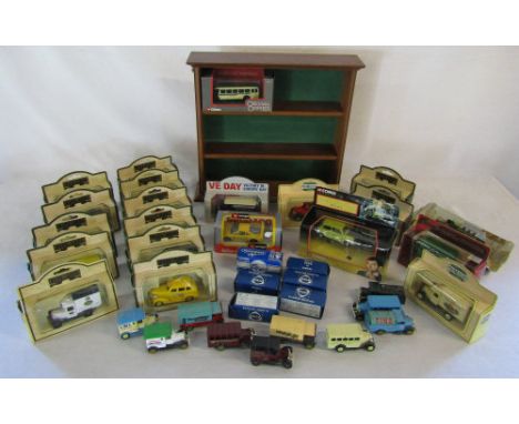 Assorted die cast cars inc Days Gone, Corgi Mr Bean's mini, Burago Ferrari F40, Fina by Corgi  &amp; a Corgi display case