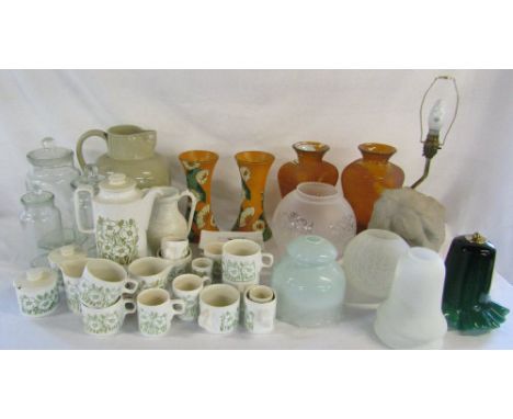 Various ceramics and glass ware etc inc pair of Brentleigh vases, Hornsea &amp; table lamp