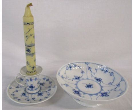 Royal Copenhagen candle, night stick and pedestal dish