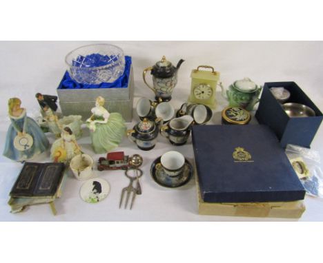 Various ceramics and glassware etc inc Royal Doulton figurine, oriental part tea service and a Royal Doulton glass bowl