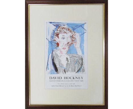 Lithograph exhibition poster print by David Hockney for the Vague Exhibition 1986 41.5 cm x 54 cm (size including frame)