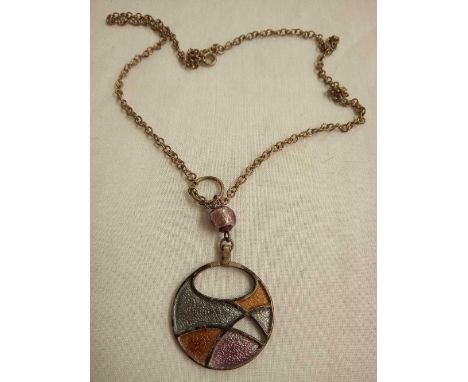 METAL &amp; ENAMEL PENDANT NECKLACE
