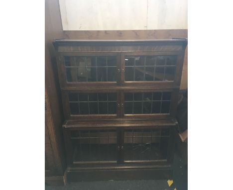 OAK LEADED GLASS GLOBE WERNICKE STYLE CABINET (GLASS PANEL BROKE)