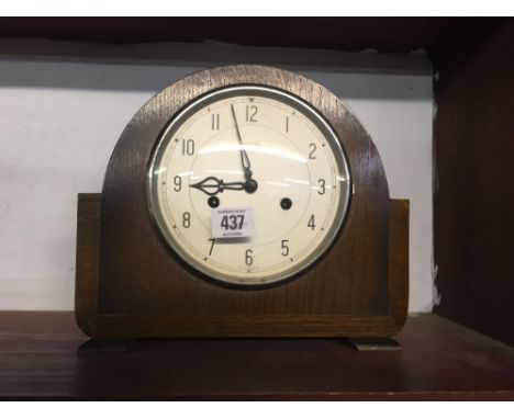 SMITHS OAK CASE MANTLE CLOCK, KEY &amp; PENDULUM IN OFFICE