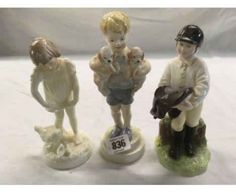 3 ROYAL DOULTON CHILD FIGURES, FEEDING HENRIETA, BOYS &amp; GIRLS COME OUT TO PLAY, FIRST PRIZE &amp; MONDAY'S CHILD IS FAIR 