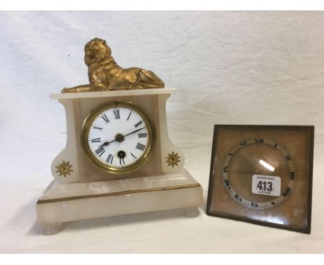 SMALL FOLD AWAY MANTLE CLOCK &amp; A MARBLE CLOCK