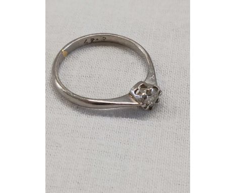 GOOD SILVER &amp; SOLITAIRE DIAMOND RING, (0.37 CARAT)