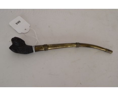 Oud hasj pijpje koper/hout. - Old hash pipe copper/wood