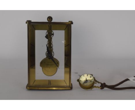 Skeletklokje Fuhler Jewels day West Germany toegevoegd knikkerhorloge. - Skeleton clock Fuhler Jewels day West Germany added 