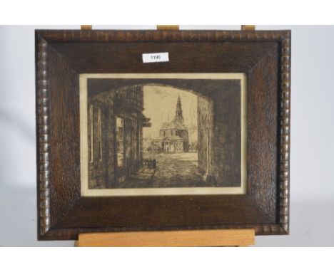 Ets A v. Boon "doorkijk naar kerk". - Etching A v. Boon “doorkijk naar kerk"