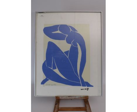Matisse; litho "blauw zittend naakt" no 36/75 gesign. R.O. en L.O. in de steen met cert. - Matisse; lithograph “blauw zittend