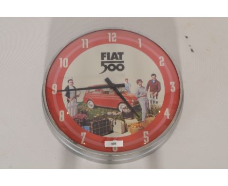 Reclameklok "fiat 500" retro W 30 cm. - Advertising clock "Fiat 500" retro W 30 cm.
