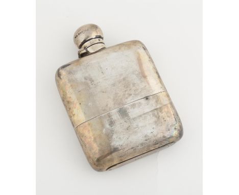 Victorian silver spirit flask with a hinged cap by James Dixon & Sons Ltd, Sheffield 1896 9.2oz 286gm, 15cm x 9.5cm