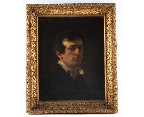AMENDED DESCRIPTION - Nineteenth-century English School, portrait of a gentleman. Oil on canvas mounted on board. Framed. Chr