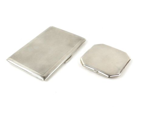 George VI silver compact with engine turned decoration, by Crisford & Norris Ltd., Birmingham, 1939, and a similarly decorate