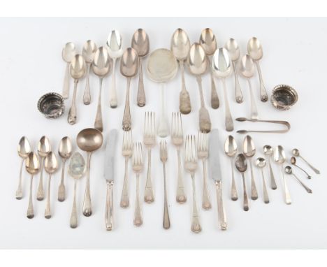 Assorted George III and other silver flatware various dates and makers and two open salts 58.5oz 1820gm