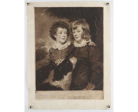 A. Stewart Wright (Active 1920-1932). Portrait of The Gawler Brothers after Joshua Reynolds. Mezzotint on laid paper, inscrib