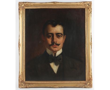 Nineteenth-century European School, portrait of a gentleman with moustache, oil on canvas, framed, 60.5 x 50.5cm. Condition R