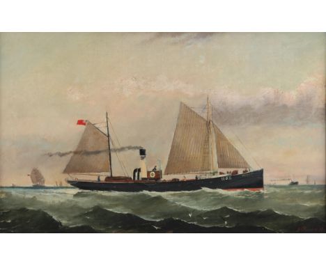 Manner of George Ramsey (1770-1838), seascape with steamship to foreground, oil on canvas, signed 'G. Ramsey' lower right, fr