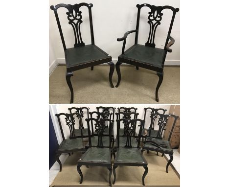 A set of ten Anglo-Indian dining chairs in the Provincial Chippendale style by Jhanda & Sons of Sialkot Cantt (now part of Pa