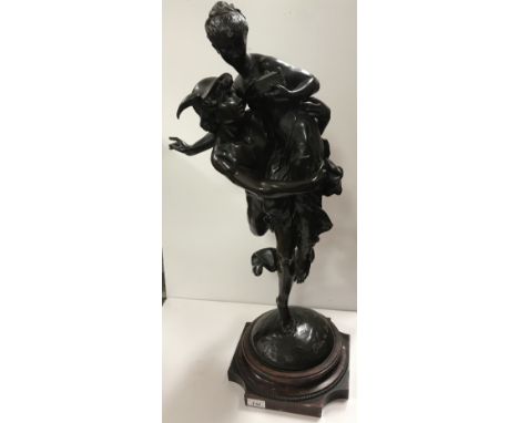 VINCENT DÉSIRÉ FAURE DE BROUSSE (1876-1908) "Mercury and Pandora" a figural study on a domed base decorated with centaur and 