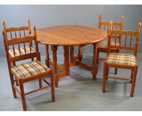 KITCHEN TABLE &amp; FOUR CHAIRS - modern pine, gate leg