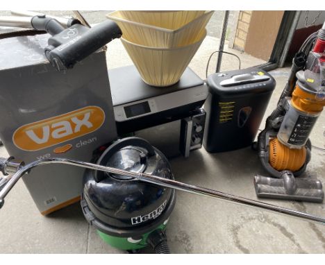 HOME ELECTRICS - Dyson DC24 roller vacuum cleaner and a Henry 'Pet' vacuum cleaner, Russell Hobbs microwave, HP printer, pape