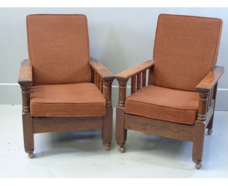 PARKER KNOLL VINTAGE RECLINING ARMCHAIRS - a pair, overall dimensions 1metre H, 67cms W, 88cms D