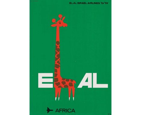  DAN REISINGER (B.1934) ELAL, AFRICA silkscreen, c.1970, condition A-; not backed&nbsp; 27 x 19 in. (69 x 48 cm.)&nbsp;   
