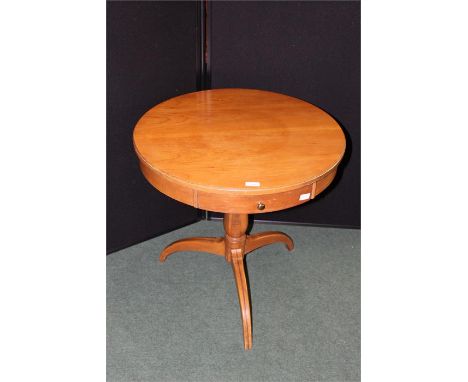 Mersman circular occasional table, with frieze drawer, vase form turned stem, tripod legs, 63cm diameter