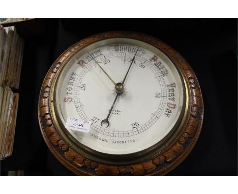 Lee and Co Bath Aneroid Barometer mounted in oak diameter 28cm