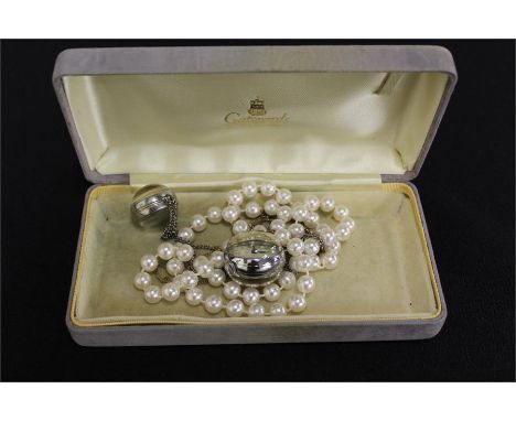 9 carat gold chain, 1.6 grams, together with two ball watches and a pearl necklace, (4)