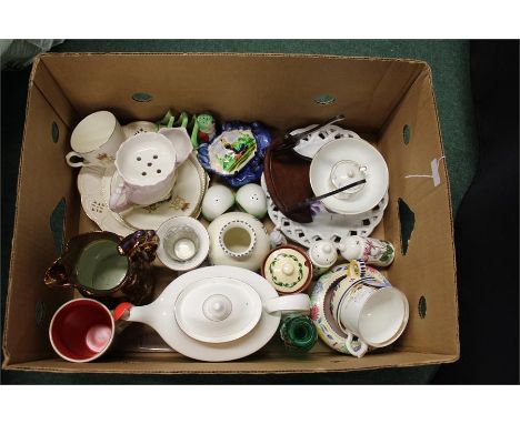 A quantity of ceramics, plates, cups, salts, peppers, etc, (Qty)