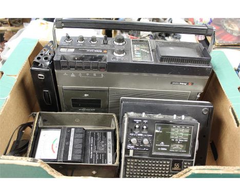 Vintage electronic equipment to include Prinz combined Television Radio Cassette recorder, ITT tape recorder, CB radio and pa