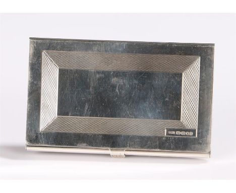 Elizabeth II silver card case, with engine turned decoration, 58 grams
