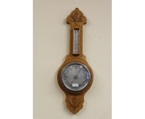 Light oak barometer/thermometer