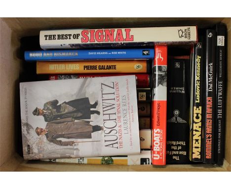 A collection of military history books, U-Boats, Rommels Army in Africa, History of the SS, Hitlers Traitor, Hood and Bismarc