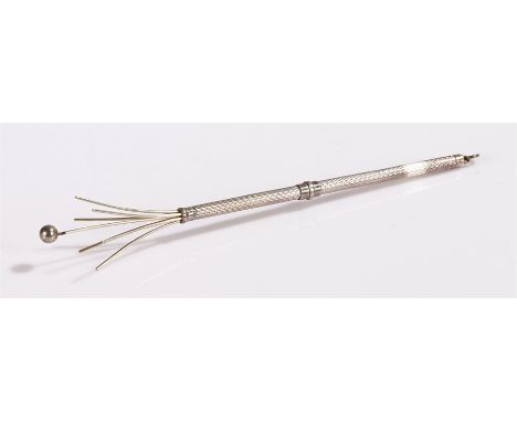 Silver retractable swizzle stick, Birmingham 1961