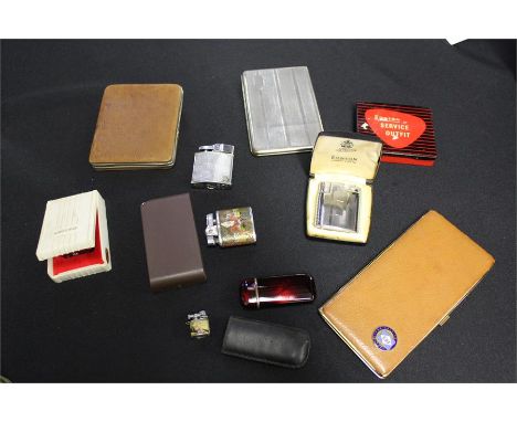 Vintage Cigarette lighters by Ronson, Kingsway, etc, together with cigarette cases, (Qty)