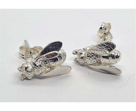 Alex Monroe Large Honey Bee Sterling Silver Stud Earrings New Unworn 