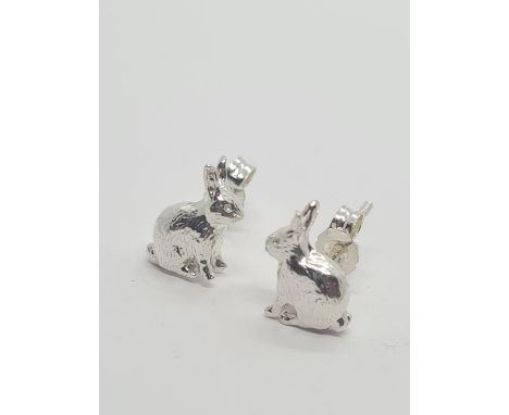 Alex Monroe Sitting Bunny Stud Earrings Sterling Silver New Unworn 