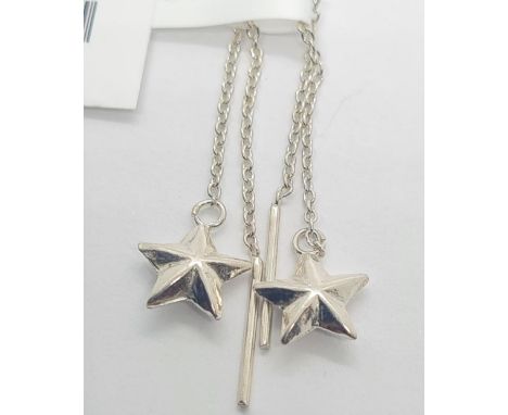 sterling silver star drop earrings 